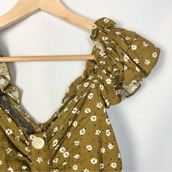 Zara Brown Floral Button Down Bodycon Mini Dress M - Picture 4 of 4